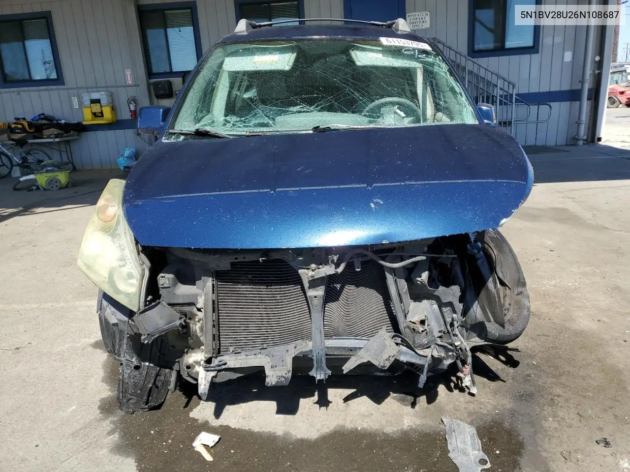 2006 Nissan Quest S VIN: 5N1BV28U26N108687 Lot: 61153795