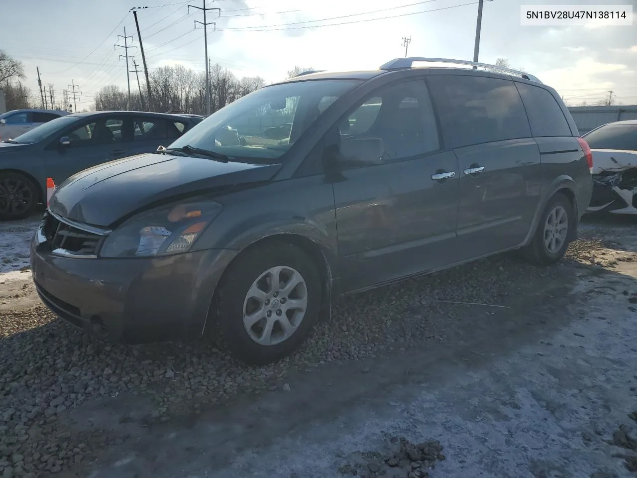 2007 Nissan Quest S VIN: 5N1BV28U47N138114 Lot: 42026275