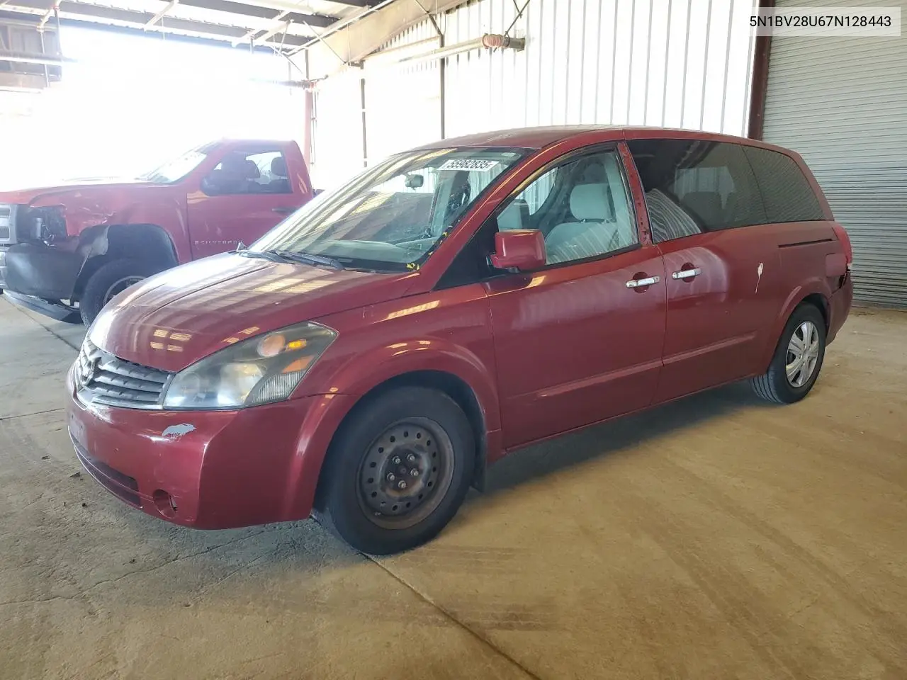 2007 Nissan Quest S VIN: 5N1BV28U67N128443 Lot: 55982835