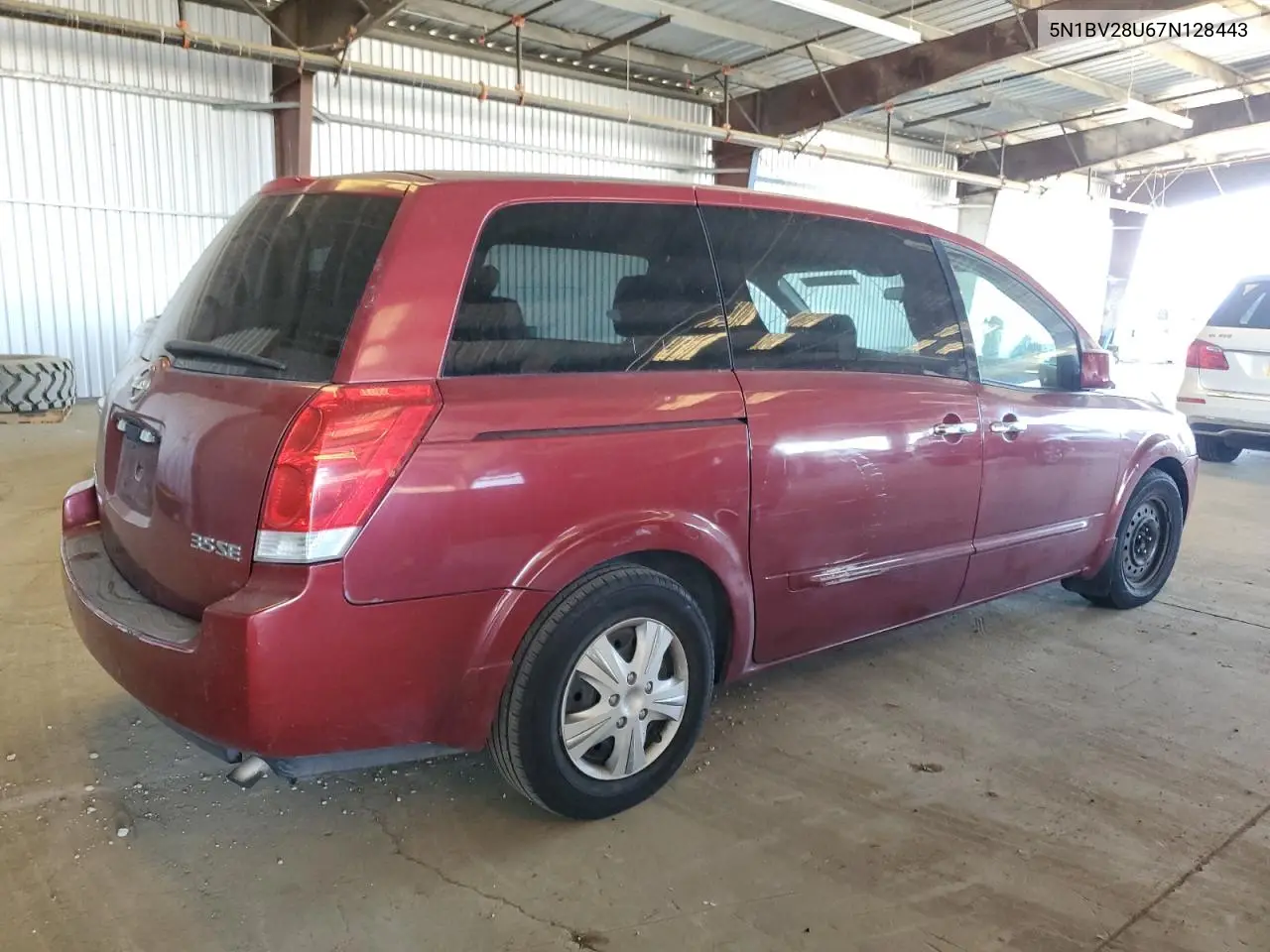 2007 Nissan Quest S VIN: 5N1BV28U67N128443 Lot: 55982835