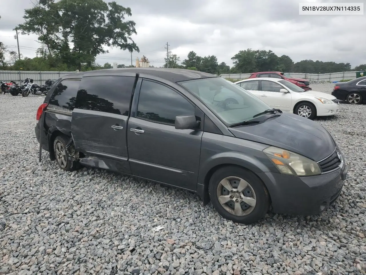 2007 Nissan Quest S VIN: 5N1BV28UX7N114335 Lot: 63048145