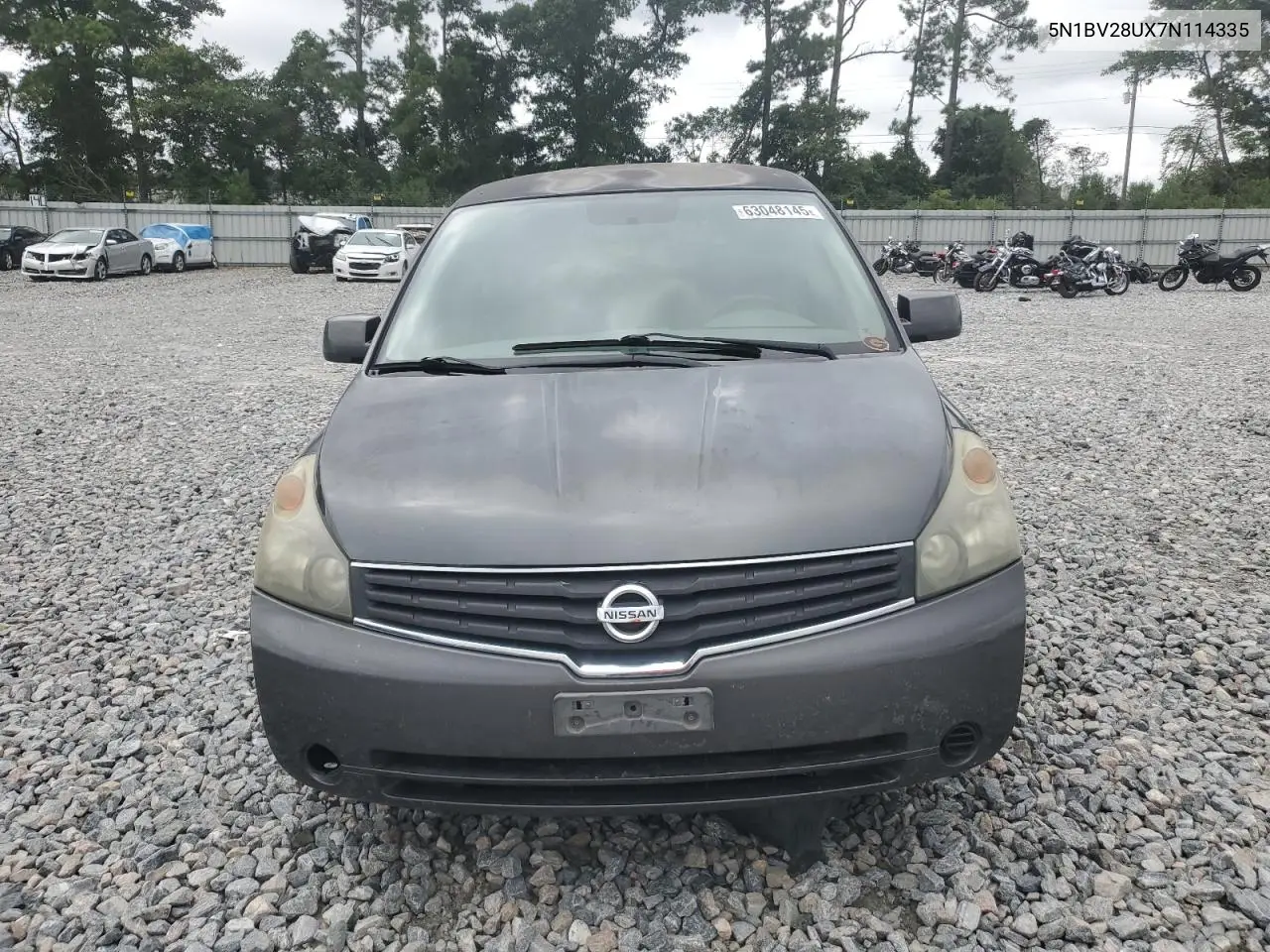 2007 Nissan Quest S VIN: 5N1BV28UX7N114335 Lot: 63048145