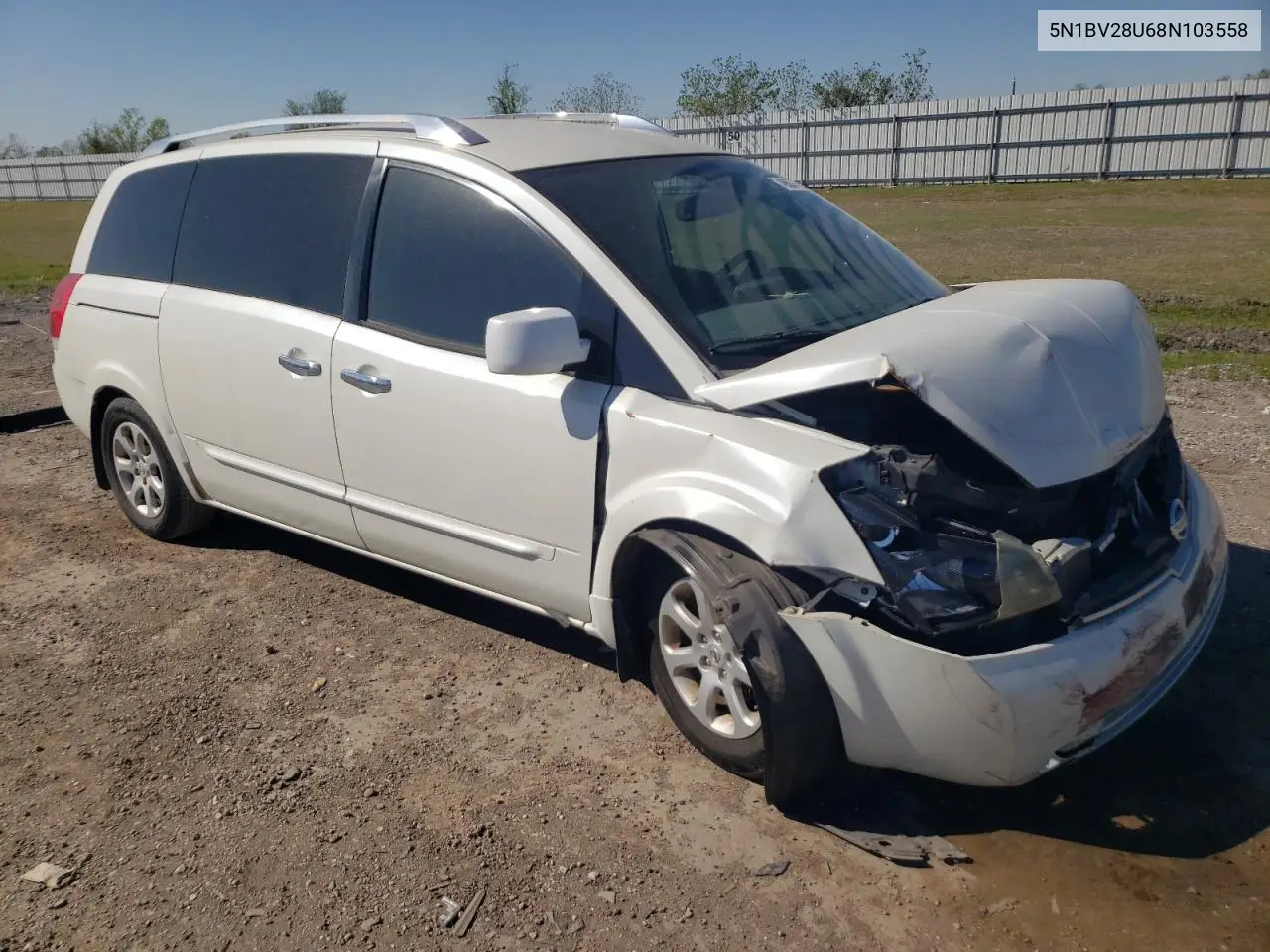 2008 Nissan Quest S VIN: 5N1BV28U68N103558 Lot: 49637325