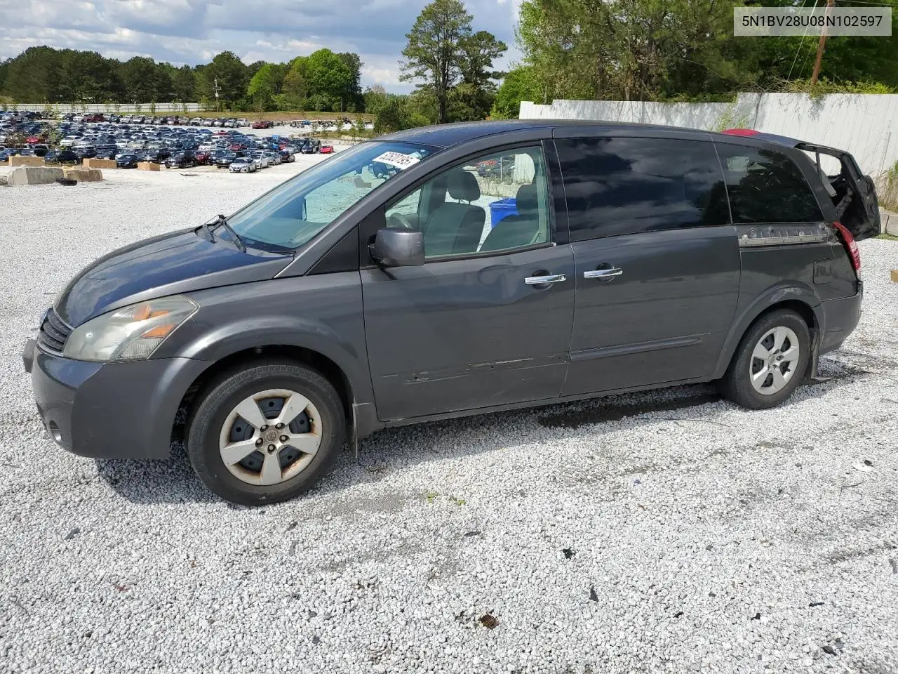 2008 Nissan Quest S VIN: 5N1BV28U08N102597 Lot: 52620195