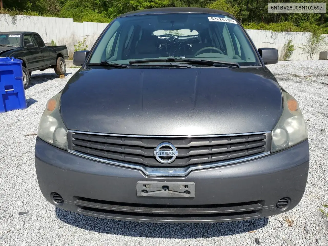 2008 Nissan Quest S VIN: 5N1BV28U08N102597 Lot: 52620195