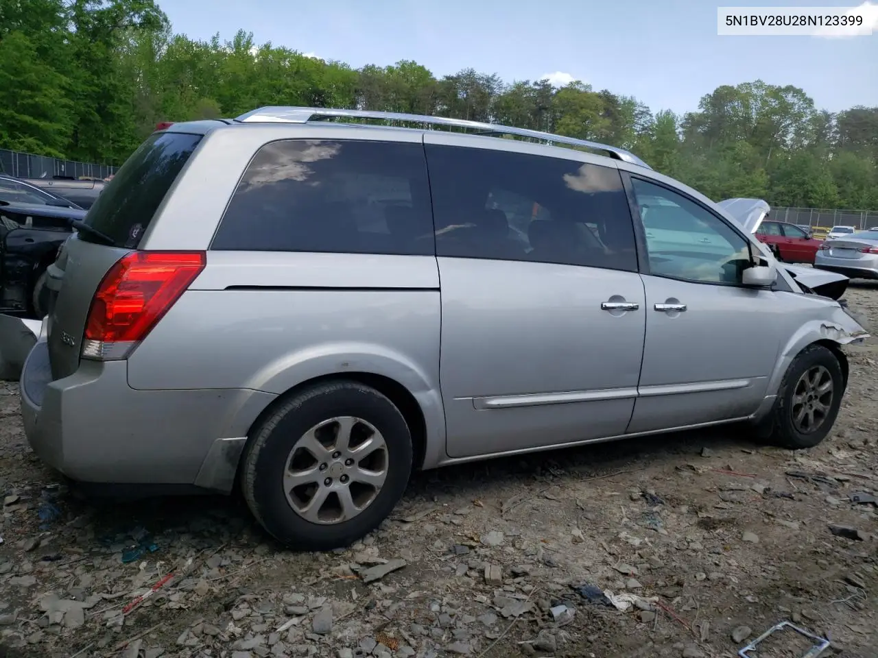 2008 Nissan Quest S VIN: 5N1BV28U28N123399 Lot: 54991765
