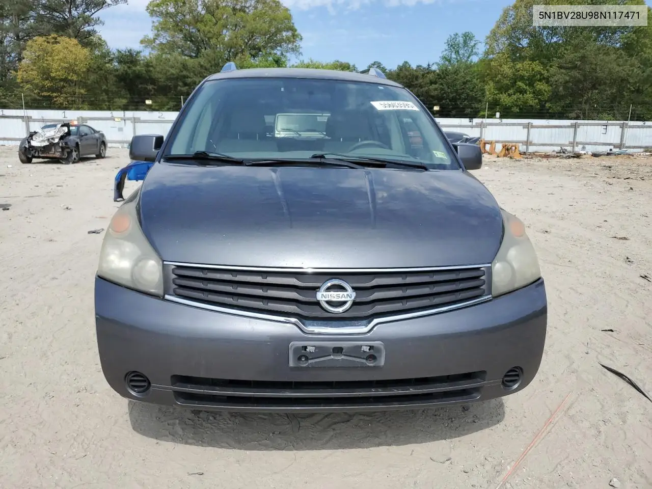 2008 Nissan Quest S VIN: 5N1BV28U98N117471 Lot: 55603595