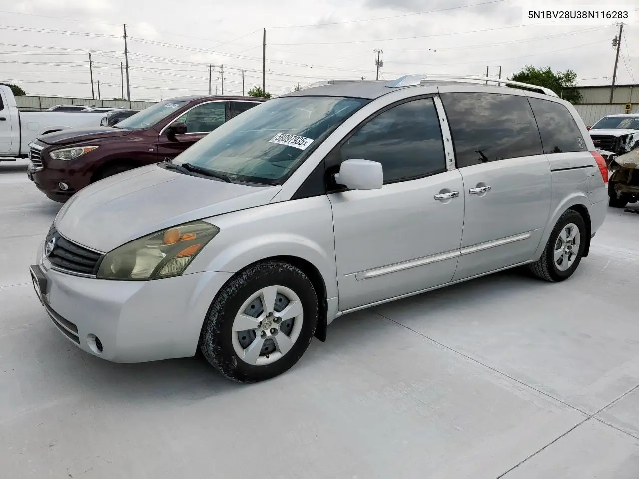 2008 Nissan Quest S VIN: 5N1BV28U38N116283 Lot: 58097935