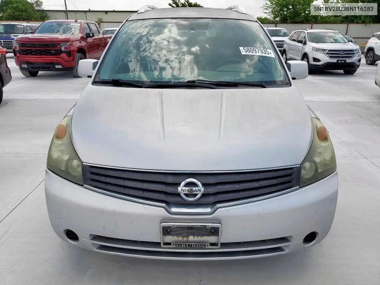 2008 Nissan Quest S VIN: 5N1BV28U38N116283 Lot: 58097935