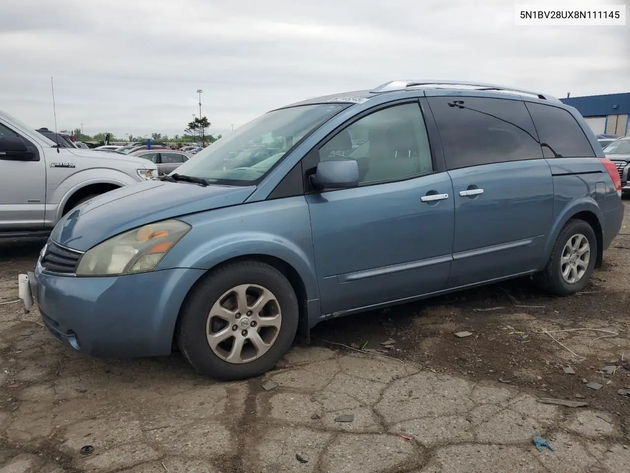 2008 Nissan Quest S VIN: 5N1BV28UX8N111145 Lot: 62165245