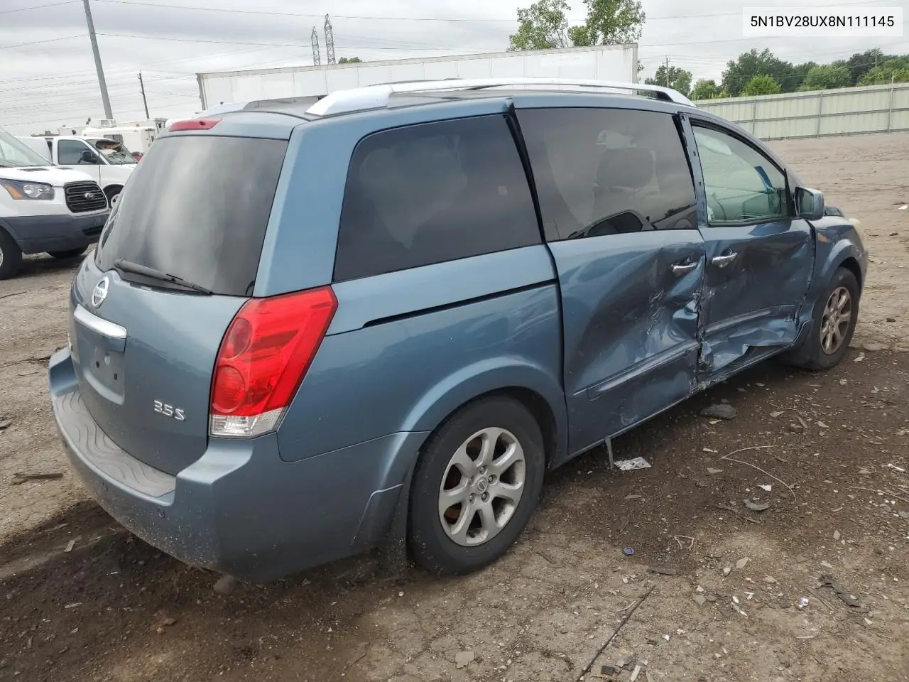 2008 Nissan Quest S VIN: 5N1BV28UX8N111145 Lot: 62165245
