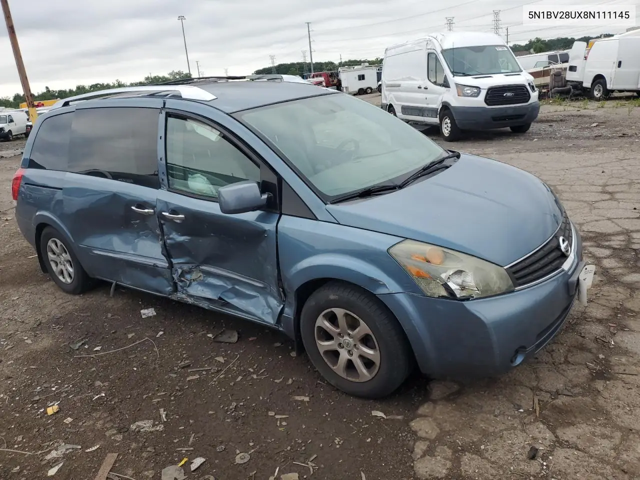 2008 Nissan Quest S VIN: 5N1BV28UX8N111145 Lot: 62165245
