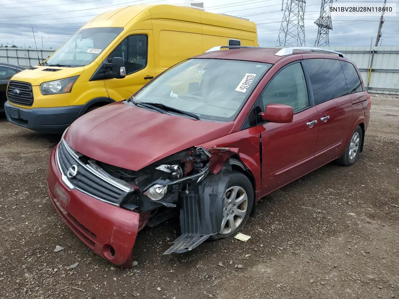 2008 Nissan Quest S VIN: 5N1BV28U28N118610 Lot: 62344615