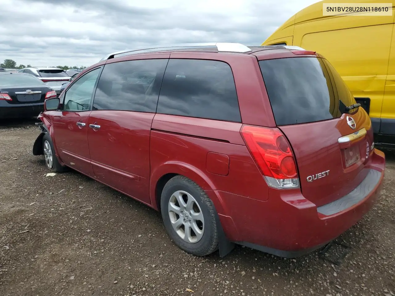 2008 Nissan Quest S VIN: 5N1BV28U28N118610 Lot: 62344615