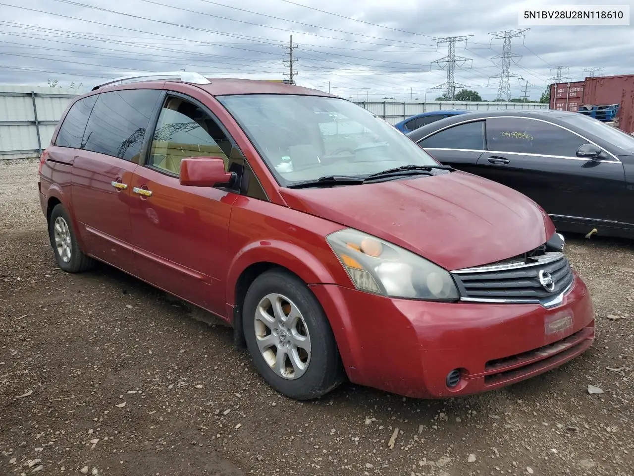 2008 Nissan Quest S VIN: 5N1BV28U28N118610 Lot: 62344615