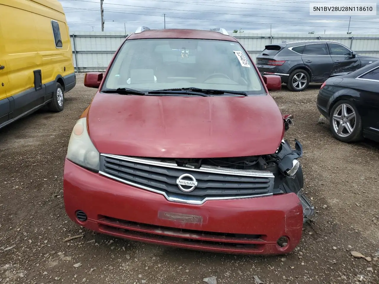 2008 Nissan Quest S VIN: 5N1BV28U28N118610 Lot: 62344615