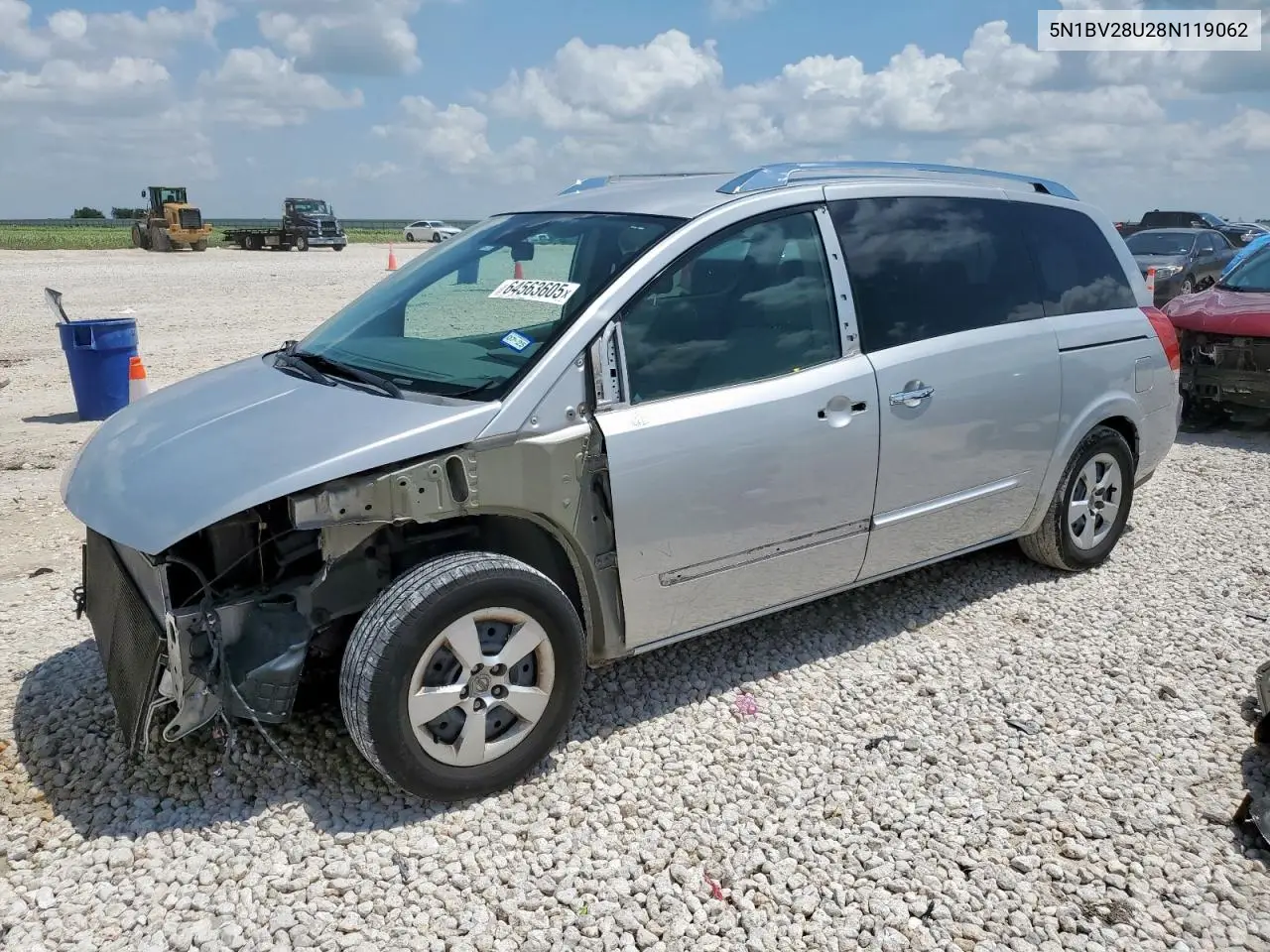 2008 Nissan Quest S VIN: 5N1BV28U28N119062 Lot: 64563605
