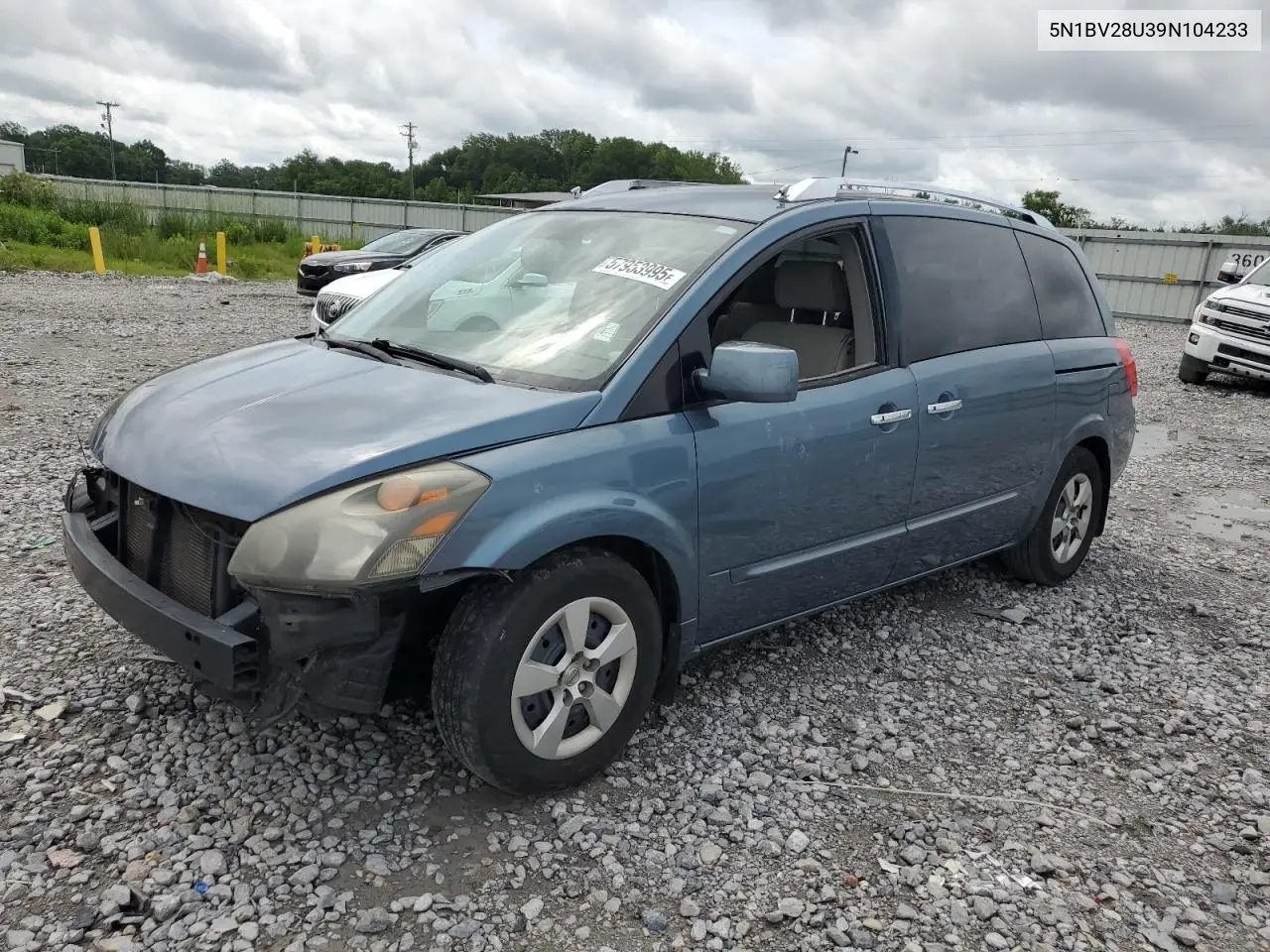2009 Nissan Quest S VIN: 5N1BV28U39N104233 Lot: 57953995