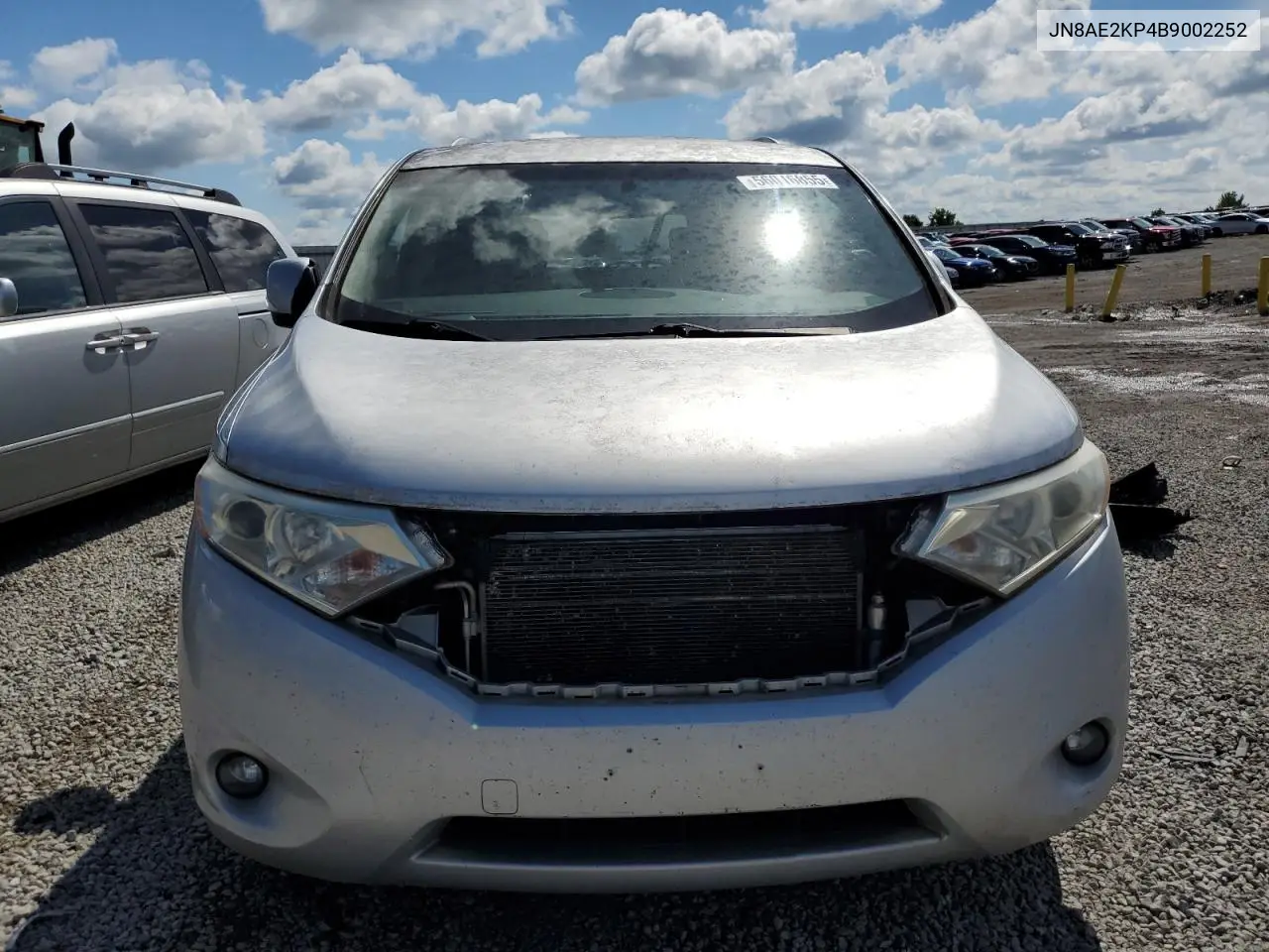 2011 Nissan Quest S VIN: JN8AE2KP4B9002252 Lot: 56016855