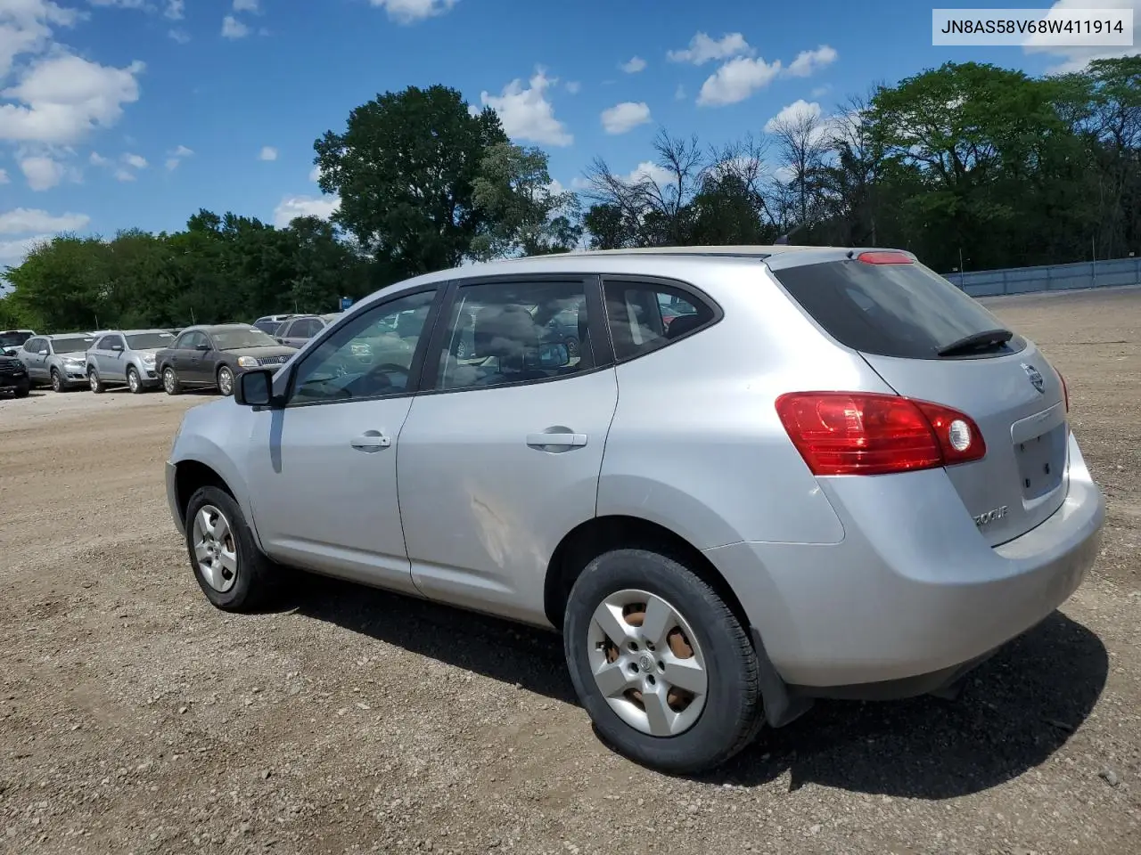 2008 Nissan Rogue S VIN: JN8AS58V68W411914 Lot: 56630965