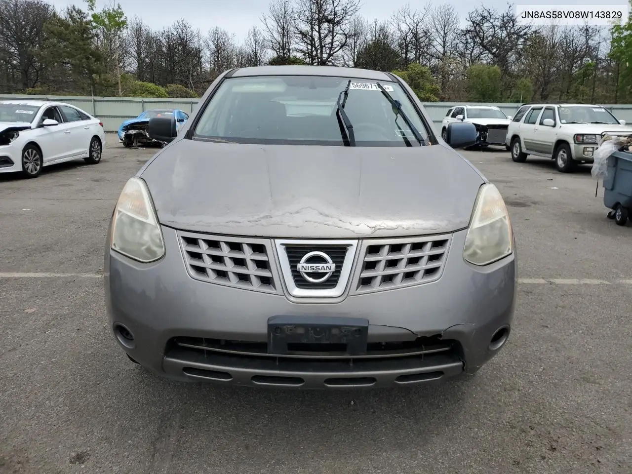 2008 Nissan Rogue S VIN: JN8AS58V08W143829 Lot: 56967145