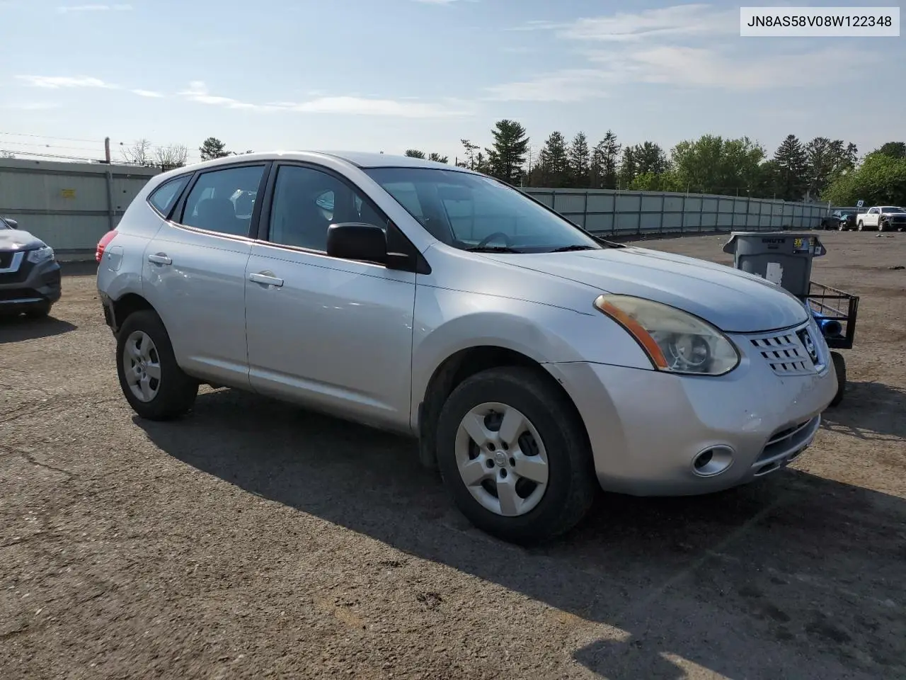 2008 Nissan Rogue S VIN: JN8AS58V08W122348 Lot: 62647335