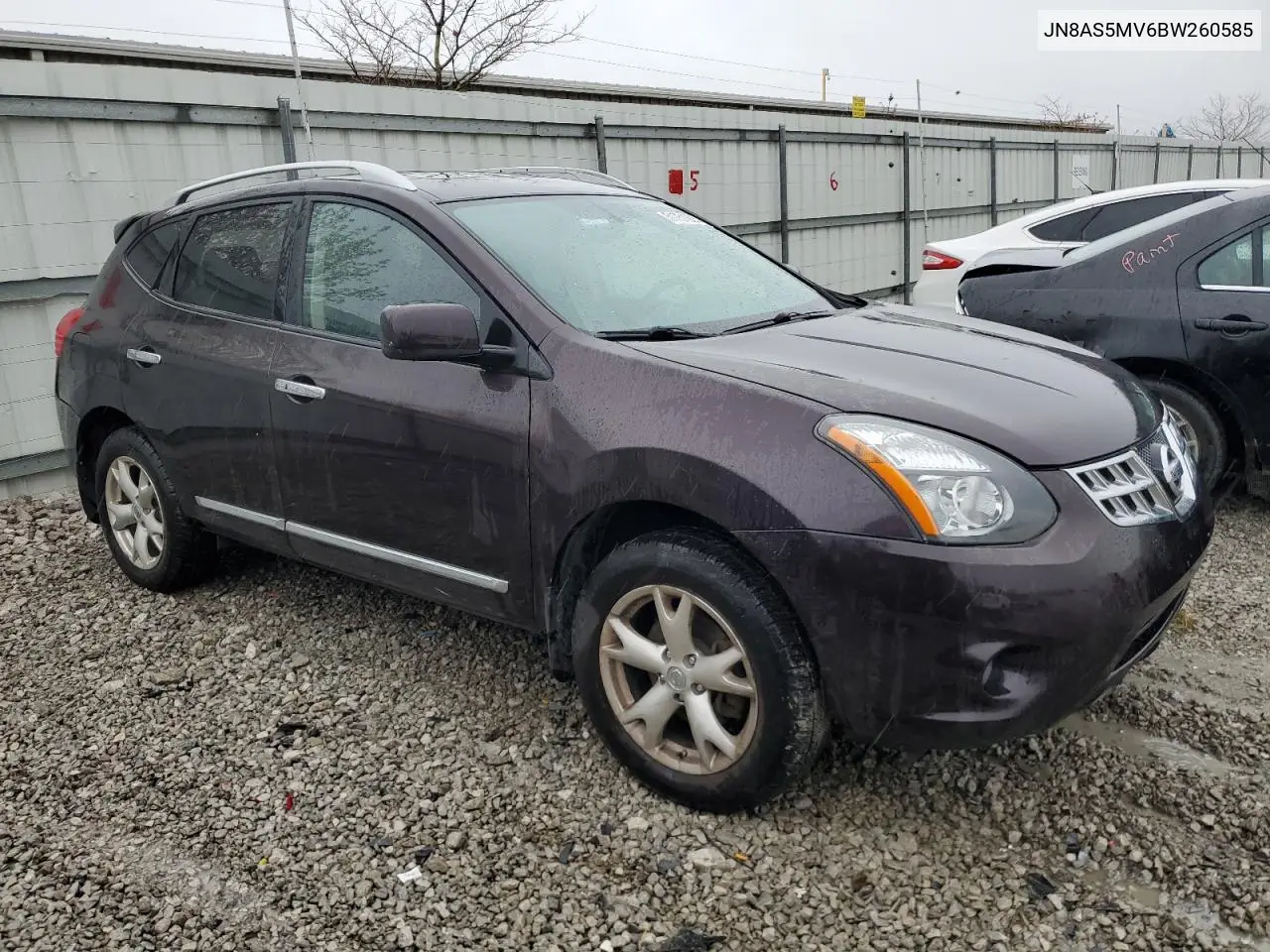 2011 Nissan Rogue S VIN: JN8AS5MV6BW260585 Lot: 51751005