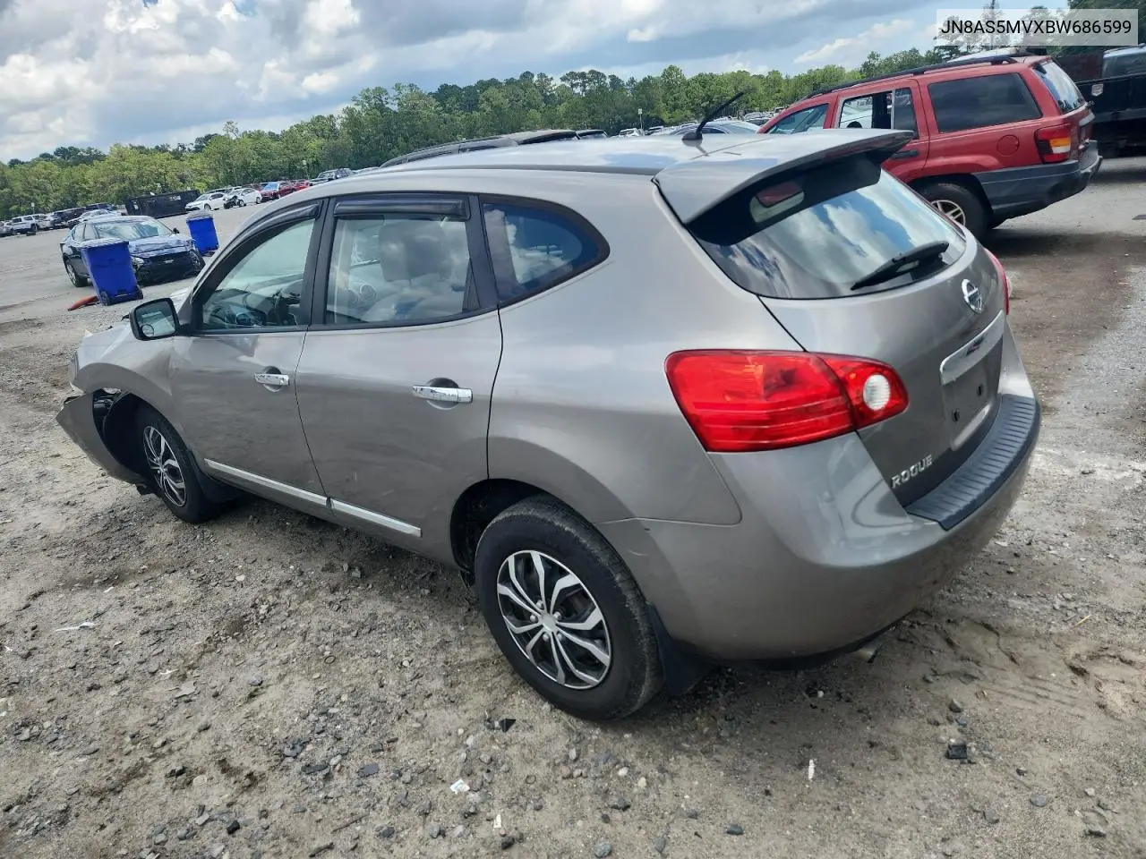 2011 Nissan Rogue S VIN: JN8AS5MVXBW686599 Lot: 62577135