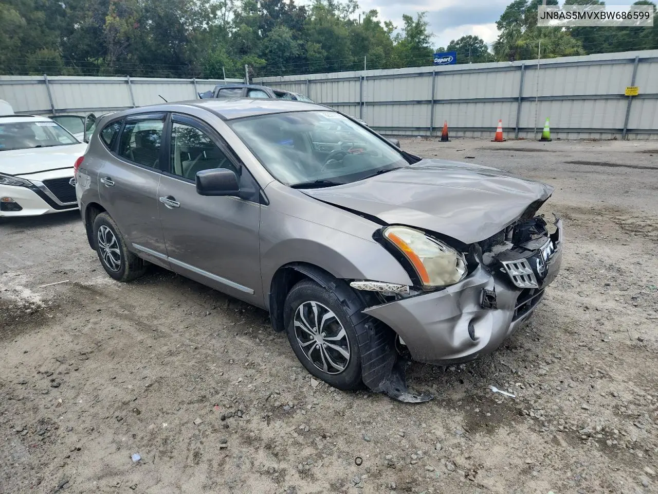 2011 Nissan Rogue S VIN: JN8AS5MVXBW686599 Lot: 62577135