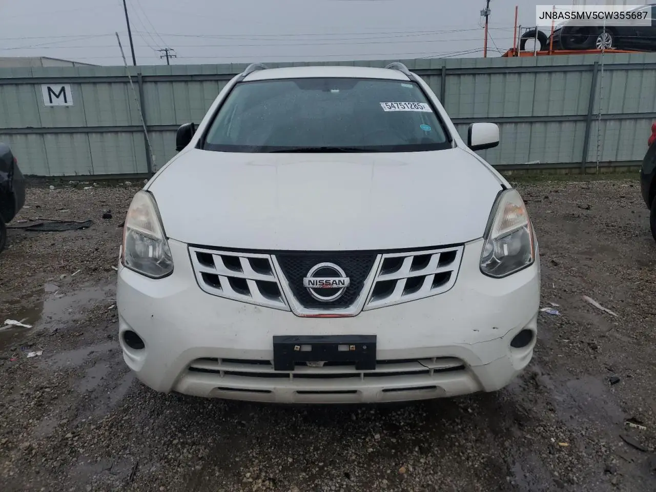 2012 Nissan Rogue S VIN: JN8AS5MV5CW355687 Lot: 54751285