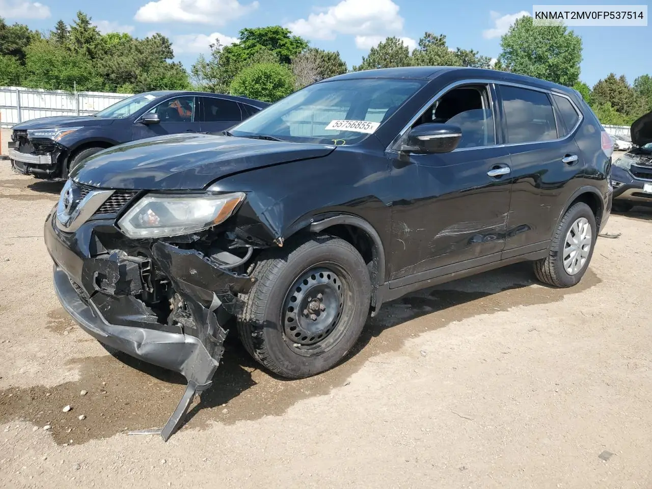 2015 Nissan Rogue S VIN: KNMAT2MV0FP537514 Lot: 56756855