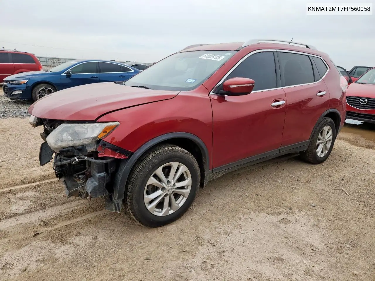 2015 Nissan Rogue S VIN: KNMAT2MT7FP560058 Lot: 62865235