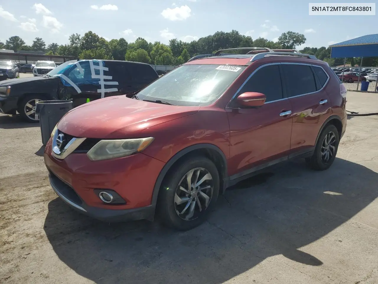 2015 Nissan Rogue S VIN: 5N1AT2MT8FC843801 Lot: 63002605