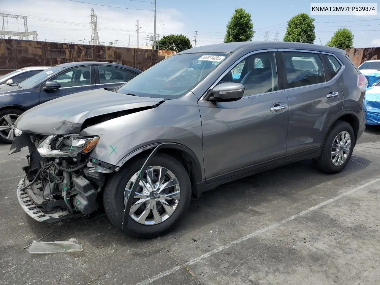 2015 Nissan Rogue S VIN: KNMAT2MV7FP539874 Lot: 66021405