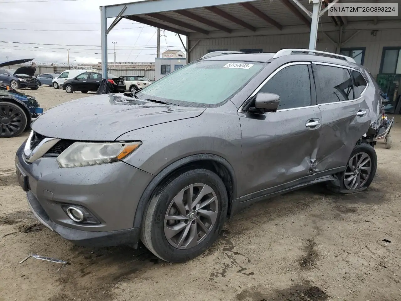 2016 Nissan Rogue S VIN: 5N1AT2MT2GC893224 Lot: 53754645