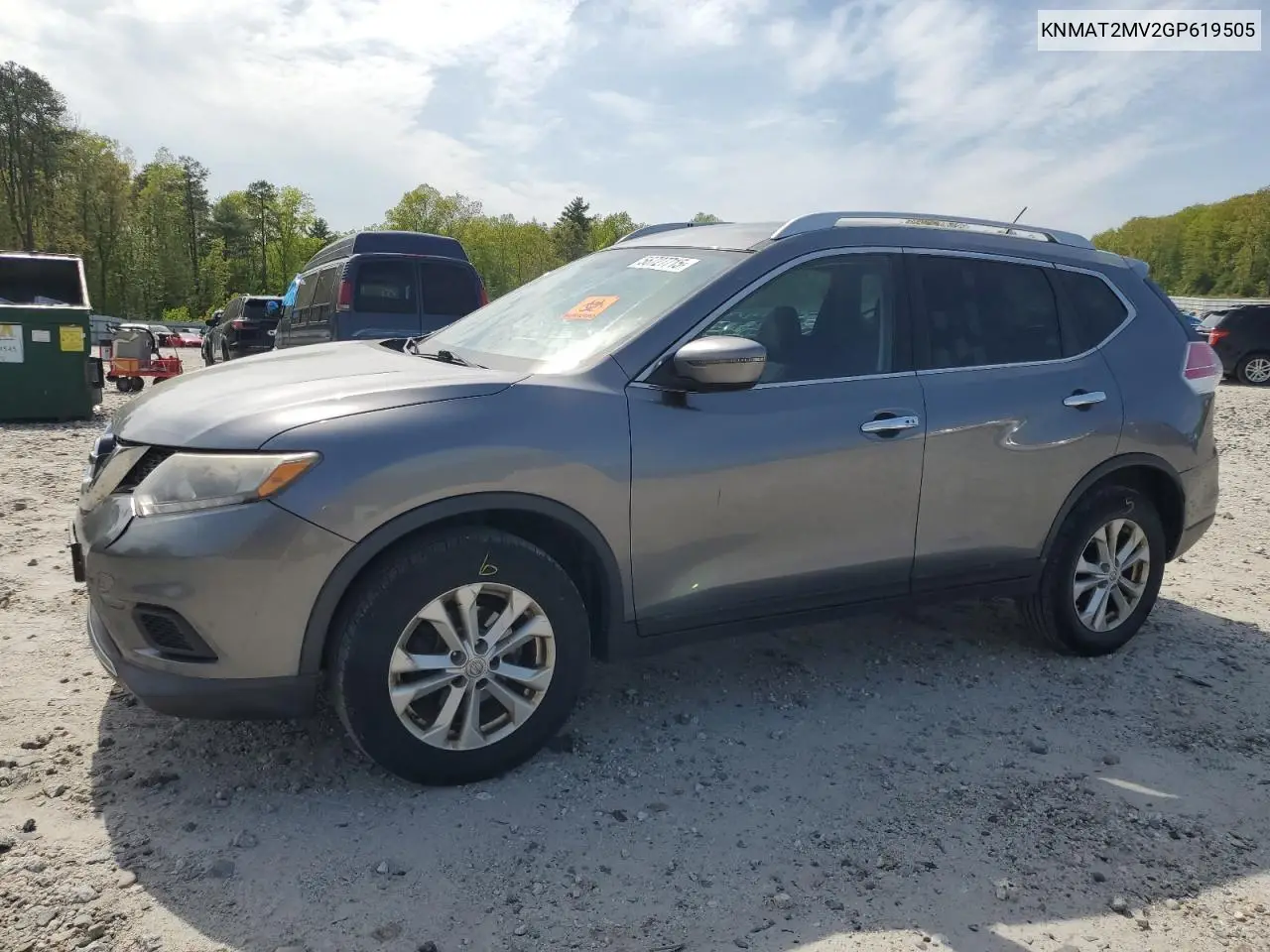 2016 Nissan Rogue S VIN: KNMAT2MV2GP619505 Lot: 56727715