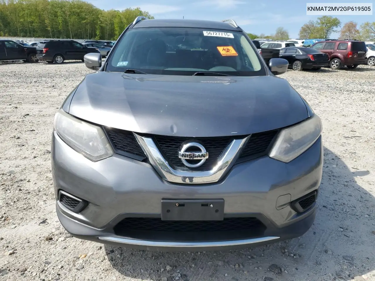 2016 Nissan Rogue S VIN: KNMAT2MV2GP619505 Lot: 56727715