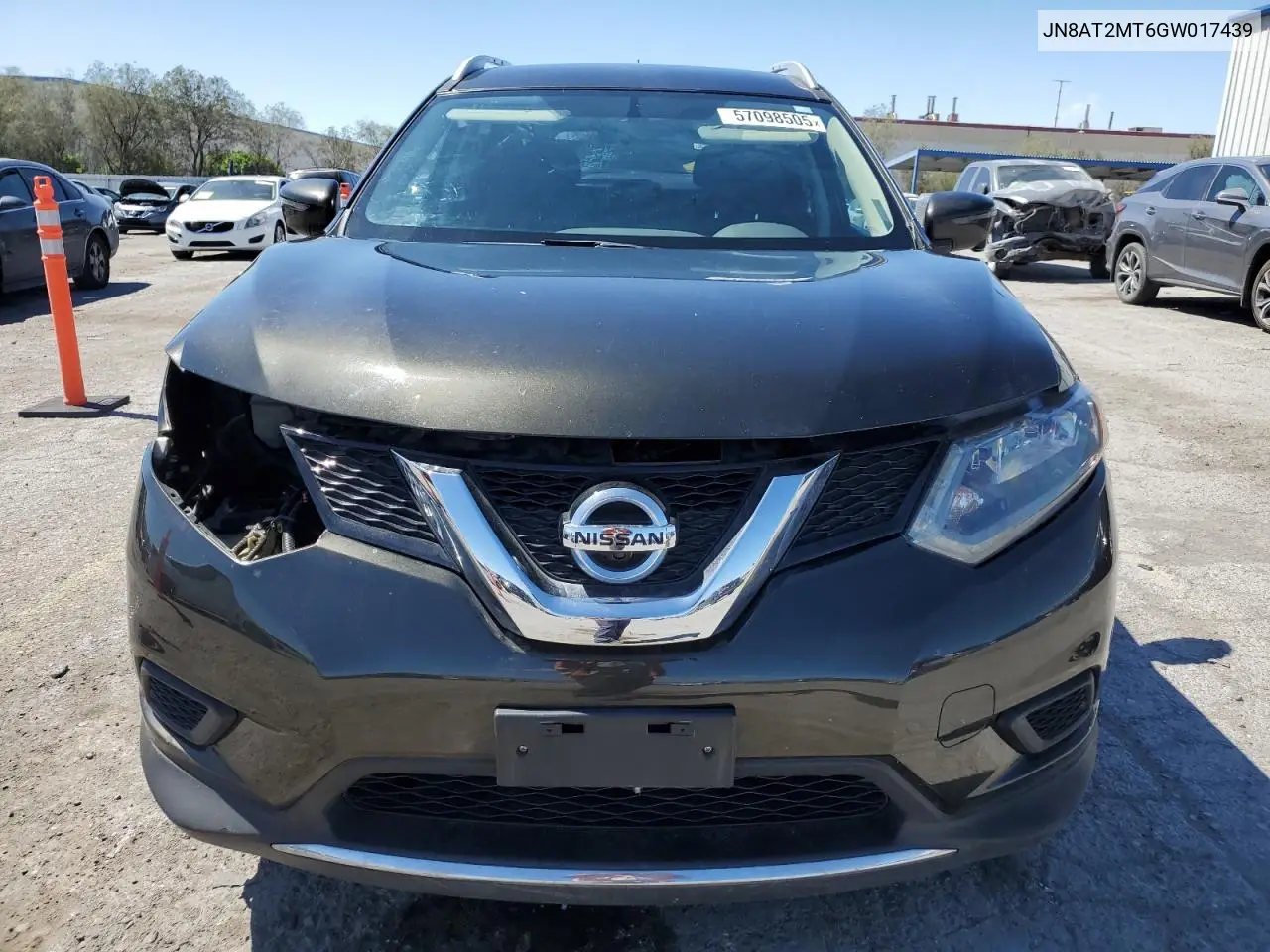 2016 Nissan Rogue S VIN: JN8AT2MT6GW017439 Lot: 57098505