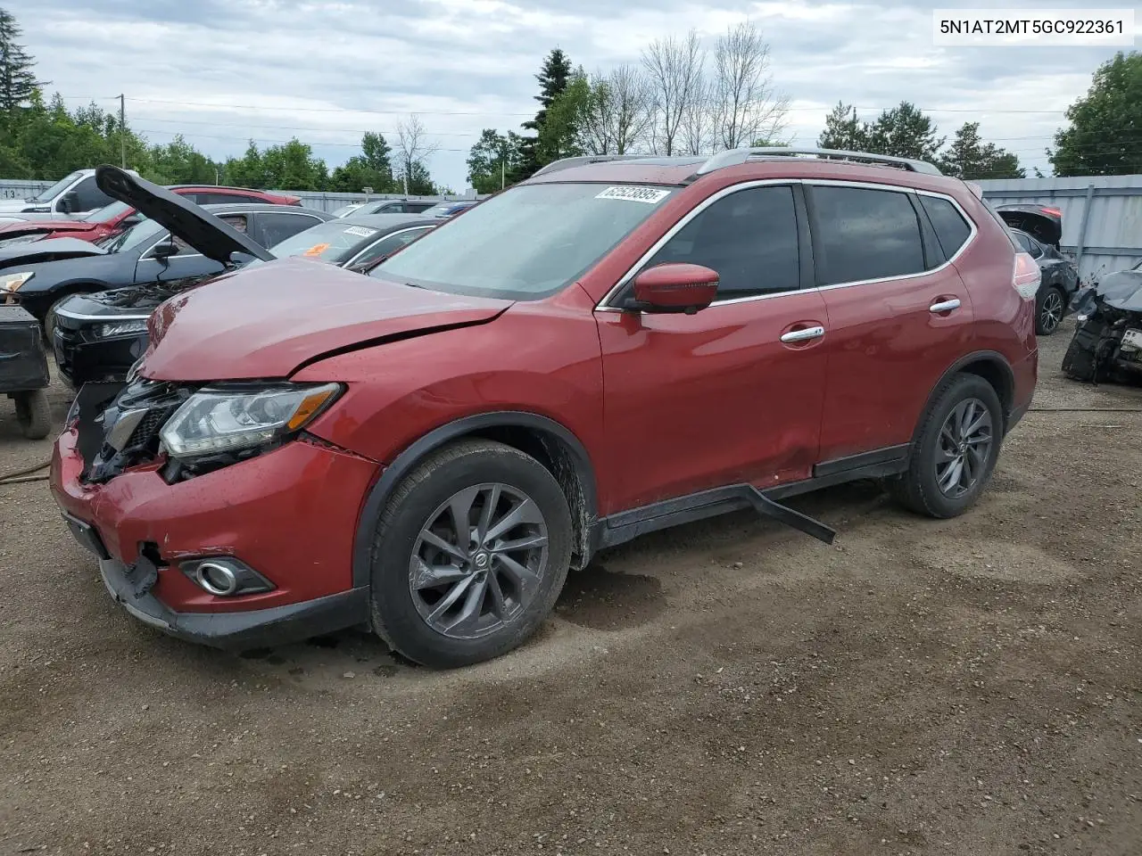 2016 Nissan Rogue S VIN: 5N1AT2MT5GC922361 Lot: 62523895