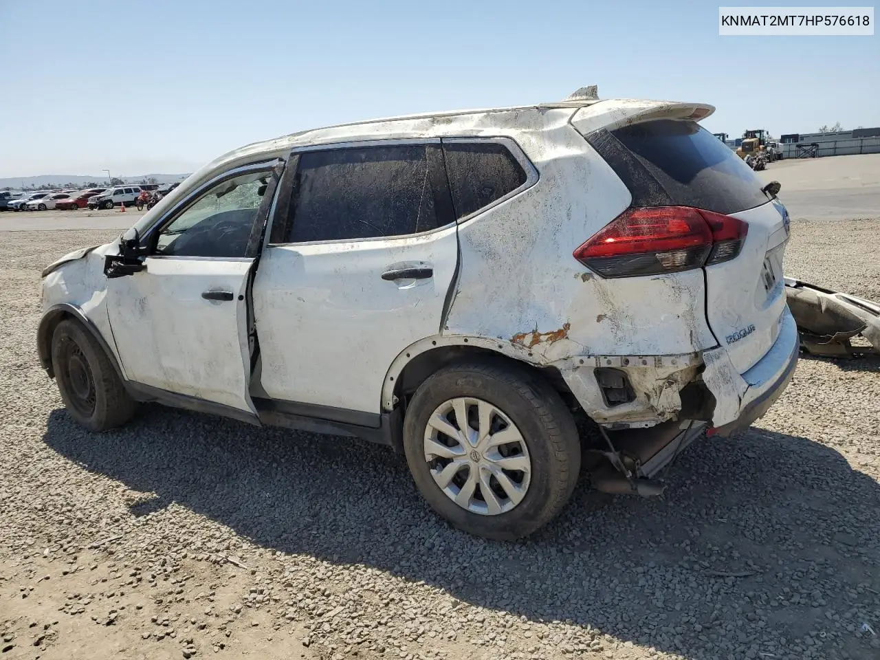 2017 Nissan Rogue S VIN: KNMAT2MT7HP576618 Lot: 52143125