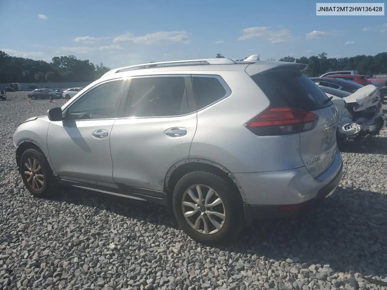 2017 Nissan Rogue S VIN: JN8AT2MT2HW136428 Lot: 56599395