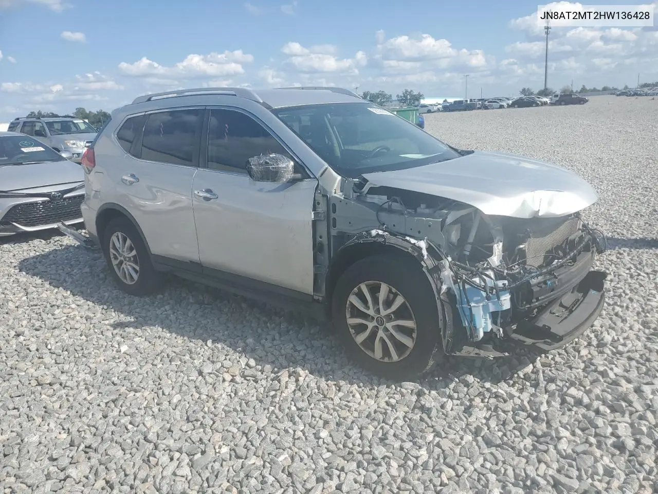 2017 Nissan Rogue S VIN: JN8AT2MT2HW136428 Lot: 56599395