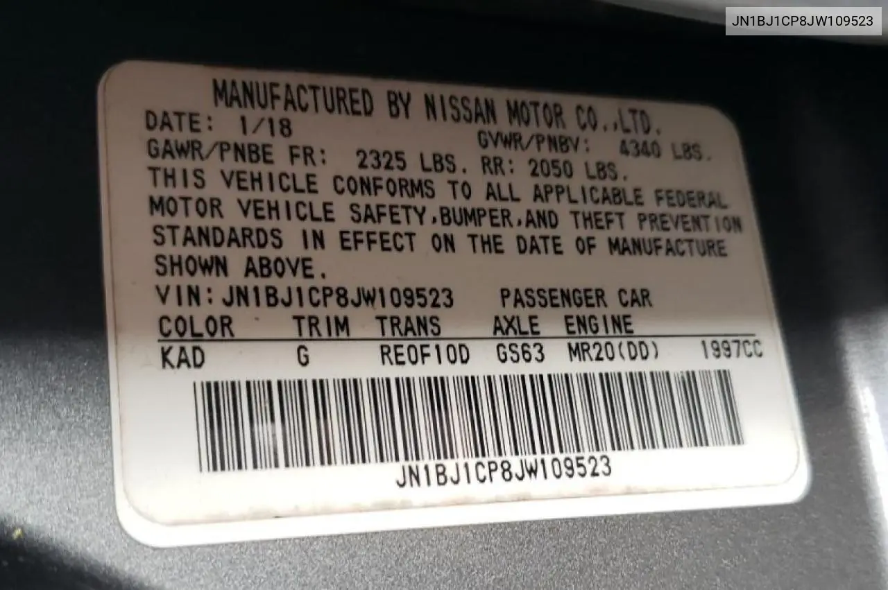 2018 Nissan Rogue Sport S VIN: JN1BJ1CP8JW109523 Lot: 61878005