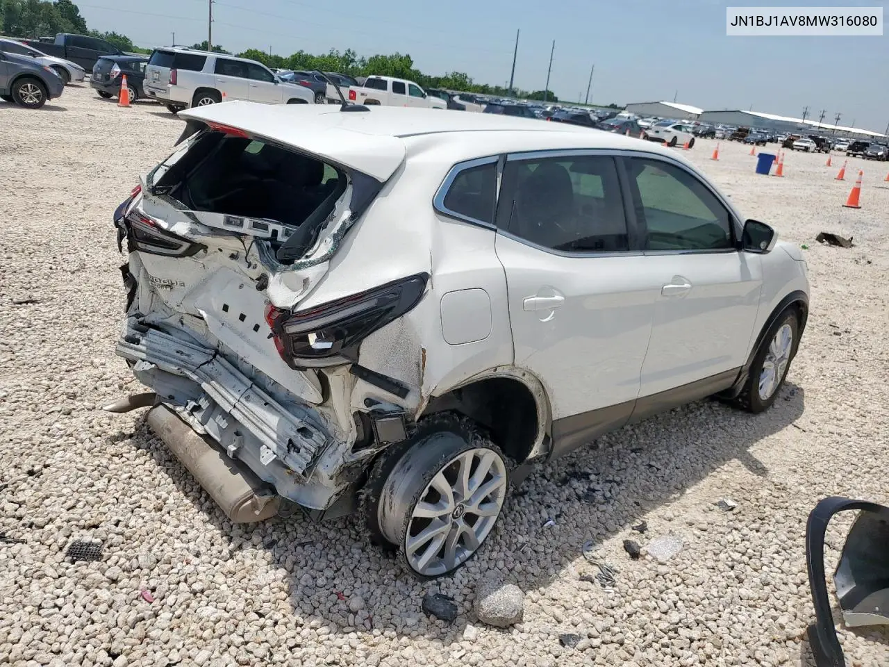 2021 Nissan Rogue Sport S VIN: JN1BJ1AV8MW316080 Lot: 56752395