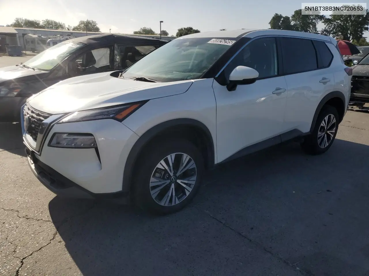 2022 Nissan Rogue Sv VIN: 5N1BT3BB3NC720653 Lot: 55926295