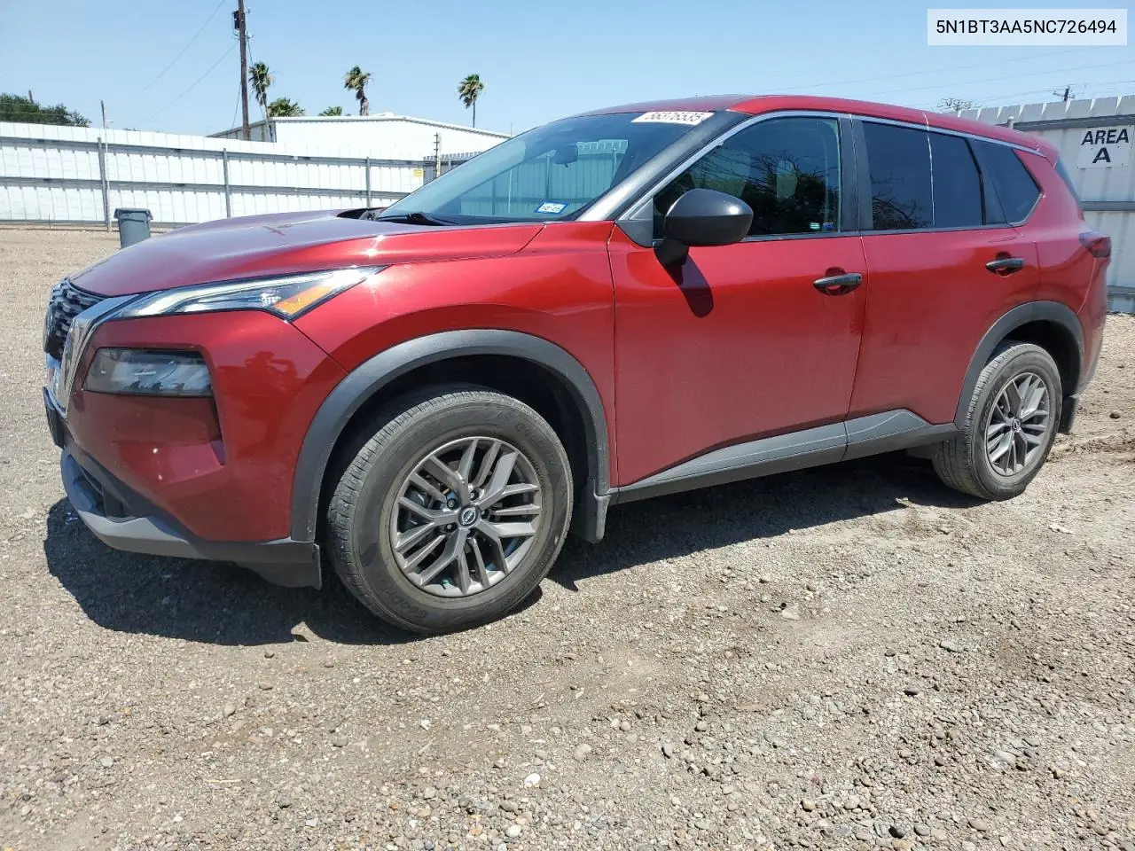 2022 Nissan Rogue S VIN: 5N1BT3AA5NC726494 Lot: 56376535