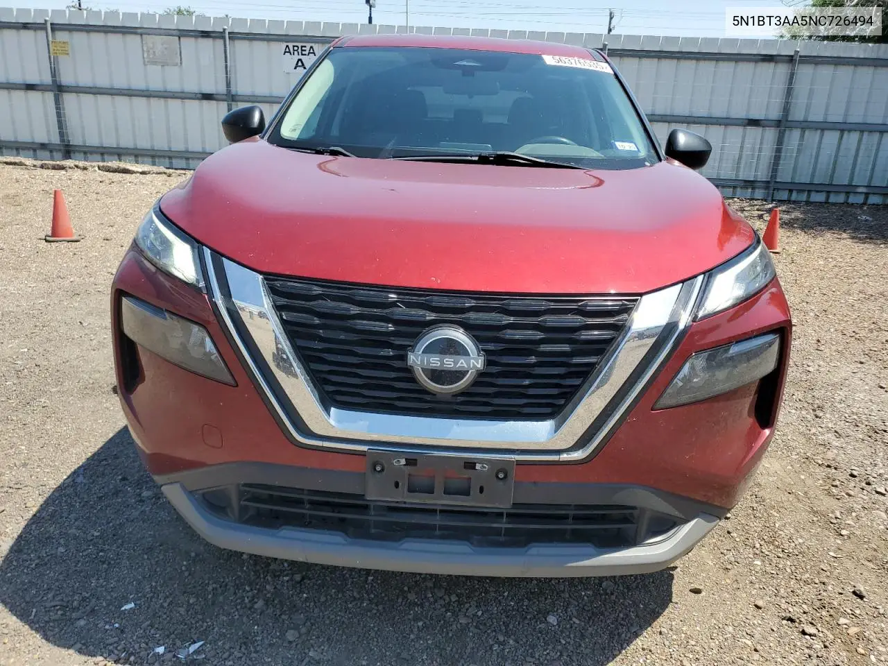 2022 Nissan Rogue S VIN: 5N1BT3AA5NC726494 Lot: 56376535