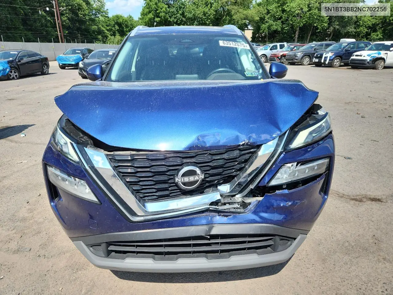 2022 Nissan Rogue Sv VIN: 5N1BT3BB2NC702256 Lot: 63512075