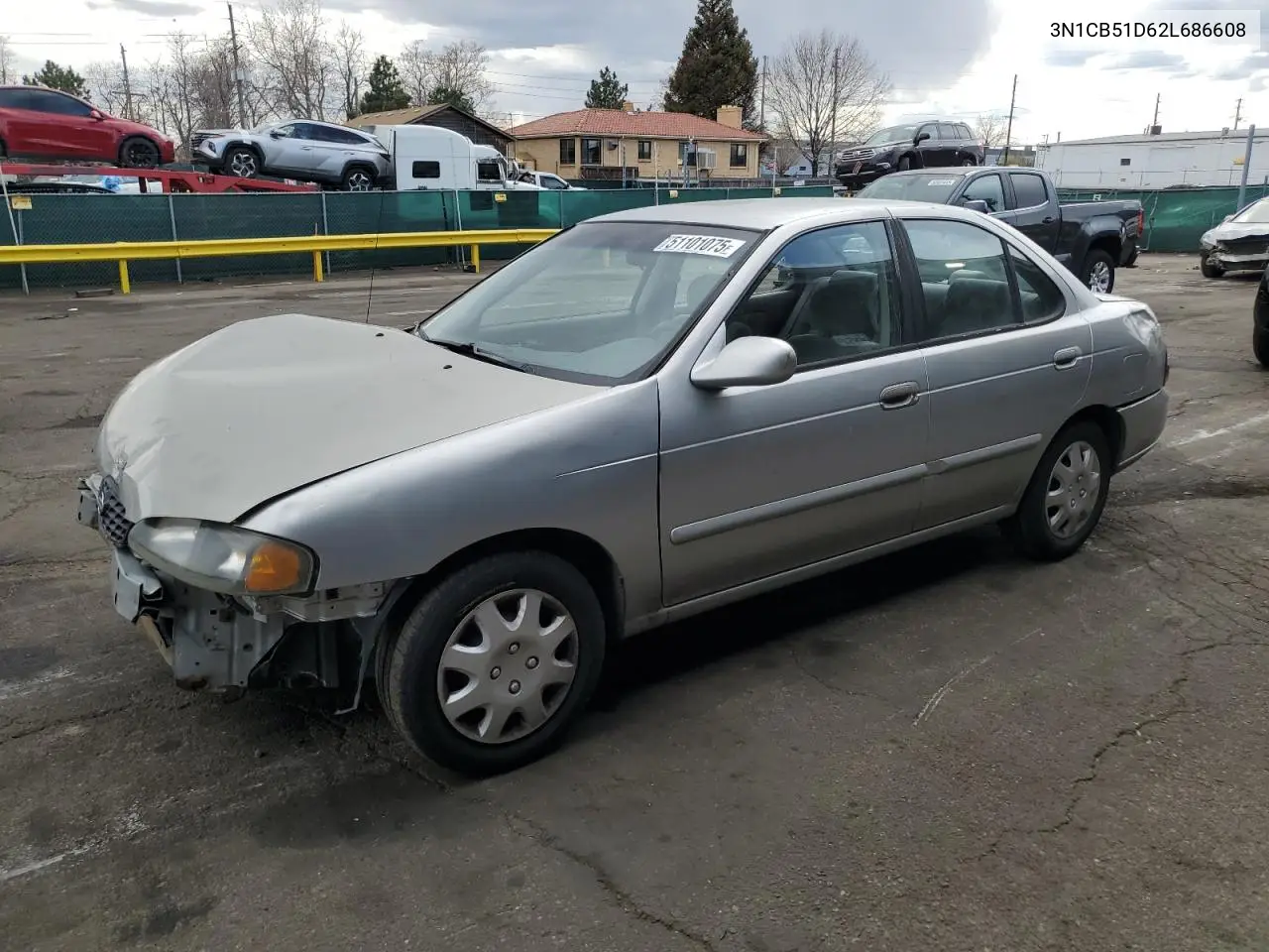 2002 Nissan Sentra Xe VIN: 3N1CB51D62L686608 Lot: 51101075