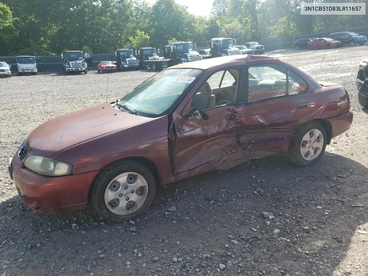 2003 Nissan Sentra Xe VIN: 3N1CB51D83L811657 Lot: 55761275